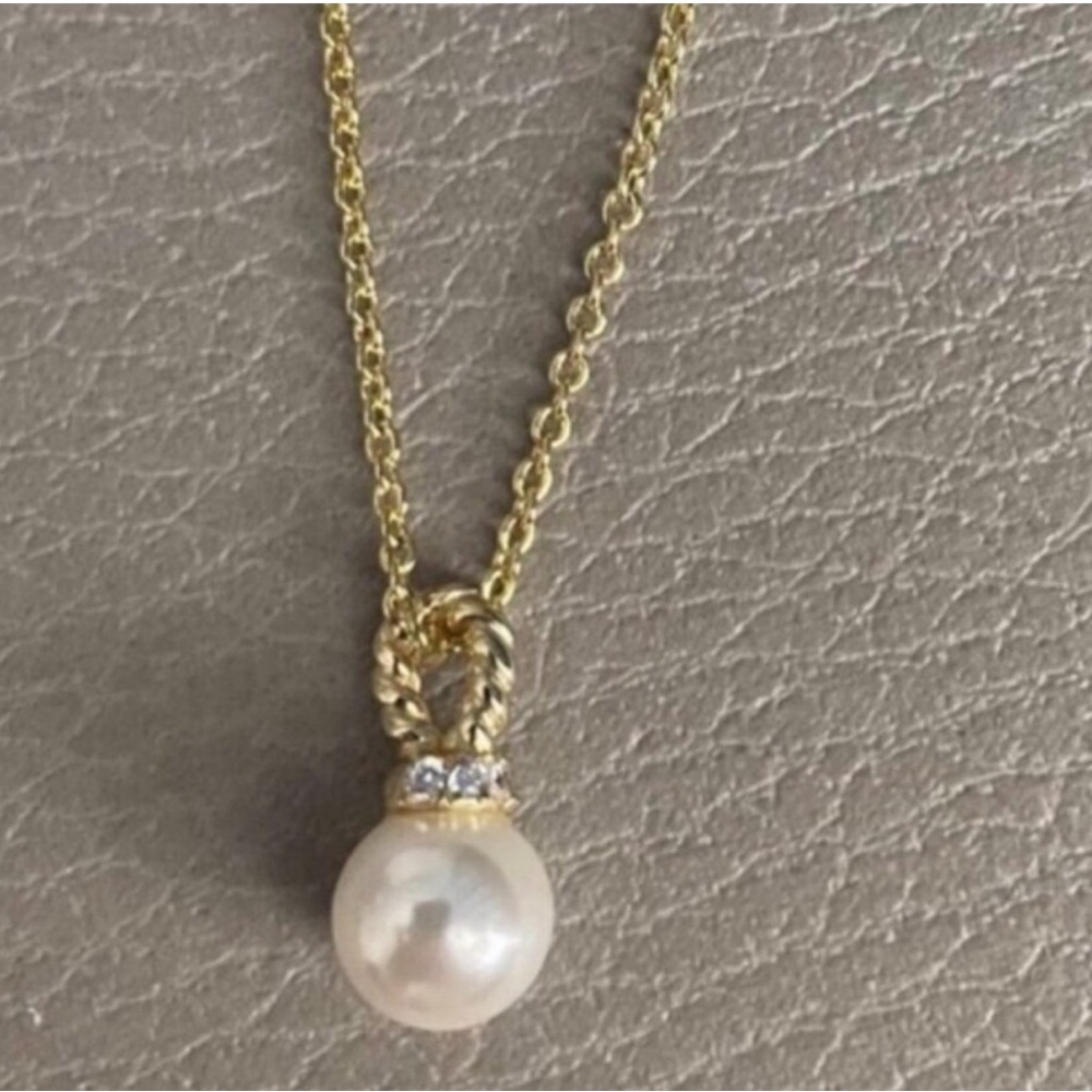 David Yurman Gold Pearl Pendant Necklace - Classic Pearl Drop